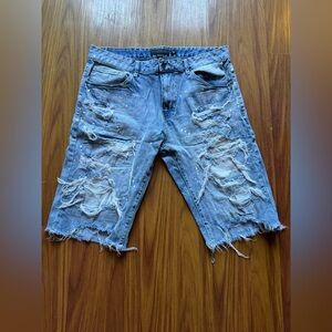 Distressed Blue Denim Shorts size 36